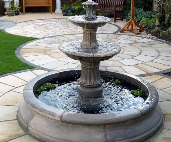 2 Tiered Barcelona Fountain, Small Cambridge Double Pool Surround