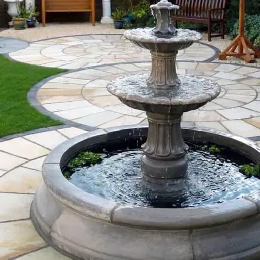 2 Tiered Barcelona Fountain, Small Cambridge Double Pool Surround